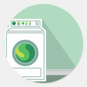 Adesivo Redondo Sala de Lavagem da Máquina