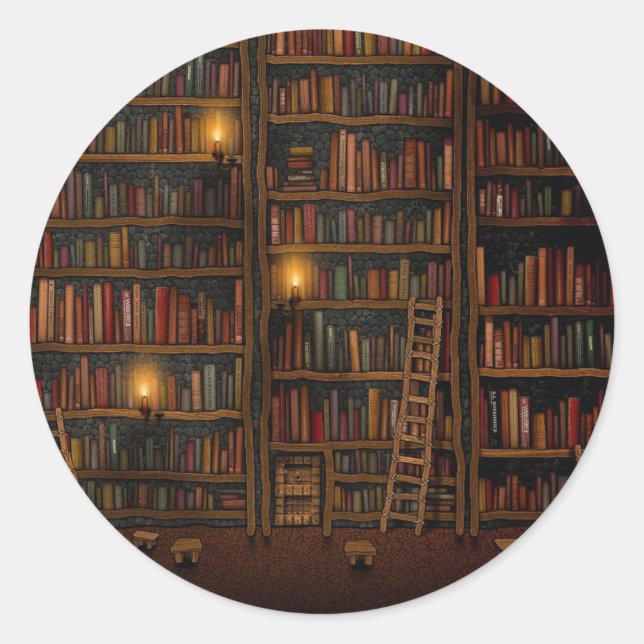 Adesivo Redondo Sala de Leitura da Biblioteca Antiga (Frente)