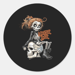 Adesivo Redondo Sala de Vintagem de Ghoul Cute do Monster Lover
