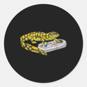 Adesivo Redondo Salamander Jogando Videogames Salamanders Gamers