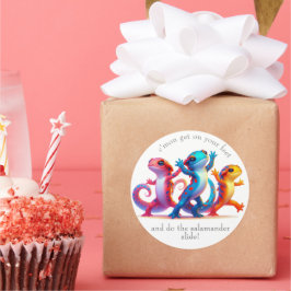 Adesivo Redondo Salamandras Coloridas do Slide Salamander