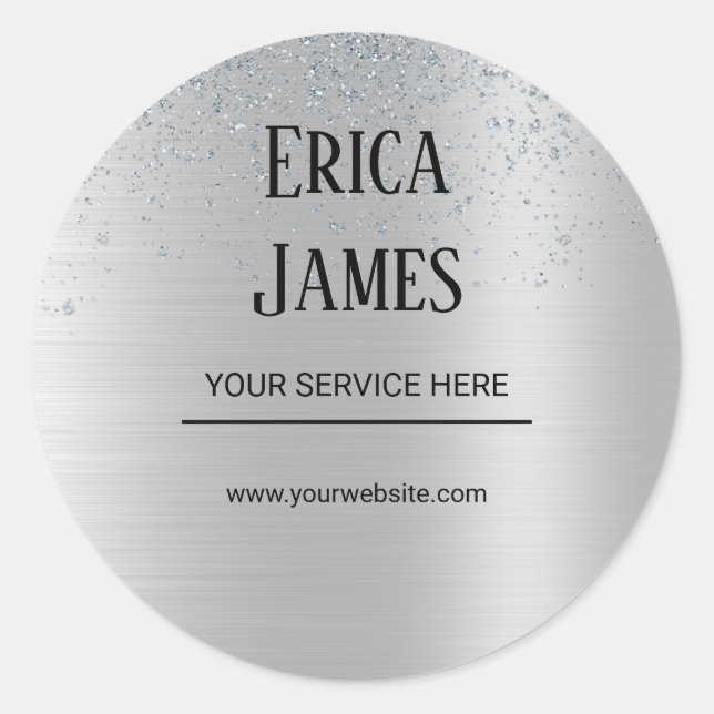 Adesivo Redondo Salão de Beleza do Silver Glitter (Frente)