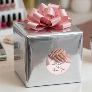 Adesivo Redondo Salão de Unhas Rosa Bege Apreciação de Letra Moder