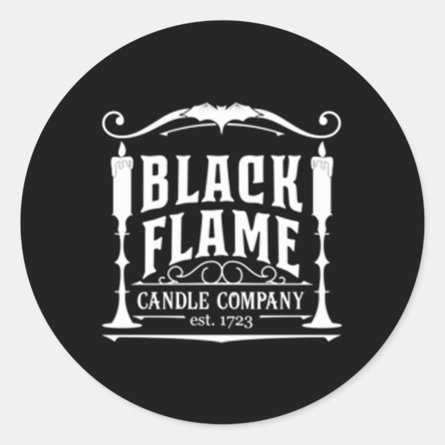 Adesivo Redondo Salem Black Flame Candle Company Est 1723 Hallowee (Frente)