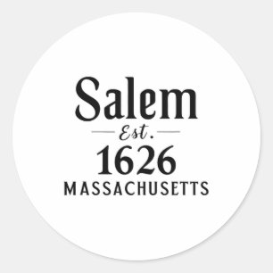 Adesivo Redondo Salem Machusettes Est. outono de Halloween de 1626