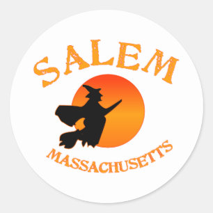 Adesivo Redondo Salem Massachusetts Halloween Witch