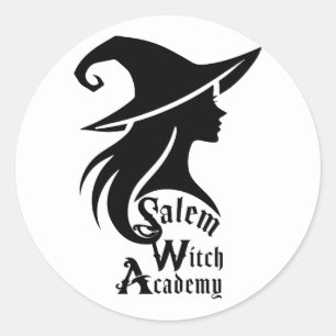 Adesivo Redondo Salem Witch Academy Wiccan Bruxaria Festa de Hallo