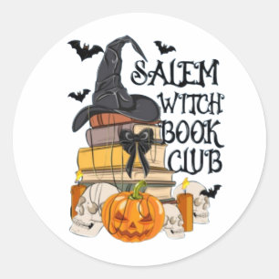 Adesivo Redondo Salem Witch Book Club Halloween