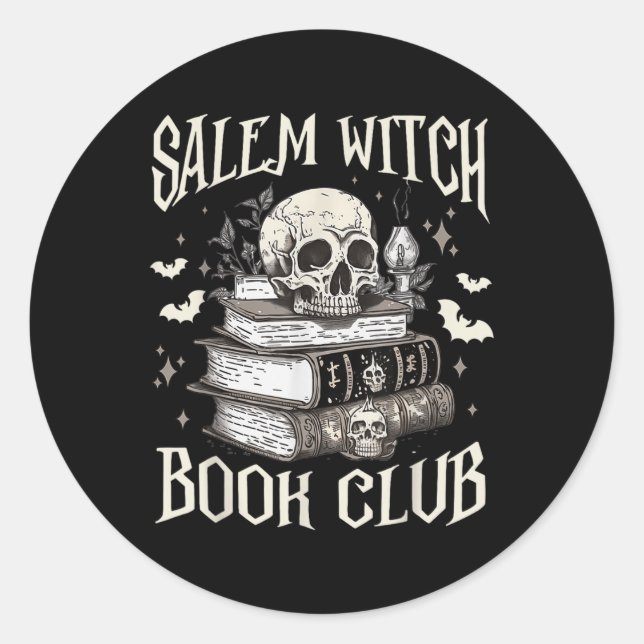 Adesivo Redondo Salem Witch Book Club Halloween (Frente)