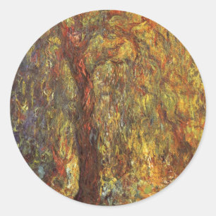 Adesivo Redondo Salgueiro Weeping por Claude Monet, belas artes do