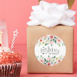 Adesivo Redondo Salm 23:3 Ele Restaura minha Bíblia de Alma Verso 