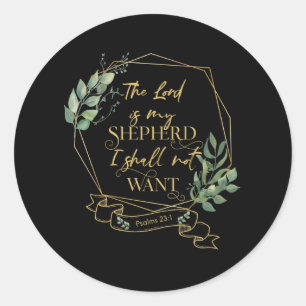 Adesivo Redondo Salmo 23 1 da Bíblia cristã
