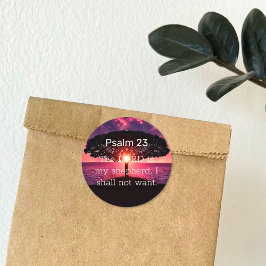 Adesivo Redondo Salmo 23 Árvore Sunset