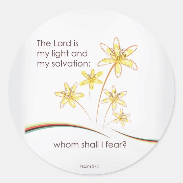 Adesivo Redondo Salmo 27:1 O Senhor é minha luz e minha salvação (Frente)