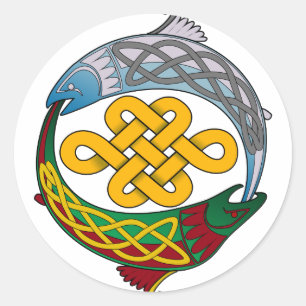 Adesivo Redondo Salmões celtas