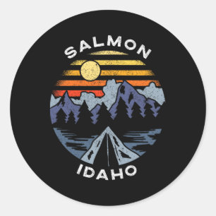 Adesivo Redondo Salmon Idaho Montanhas Férias Acampamento Lembranç