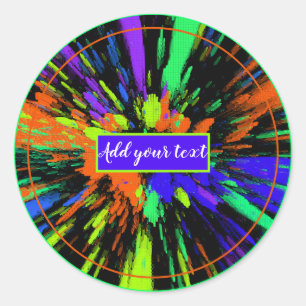 Adesivo Redondo Salpico de Tinta Colorido Neon Personalizado
