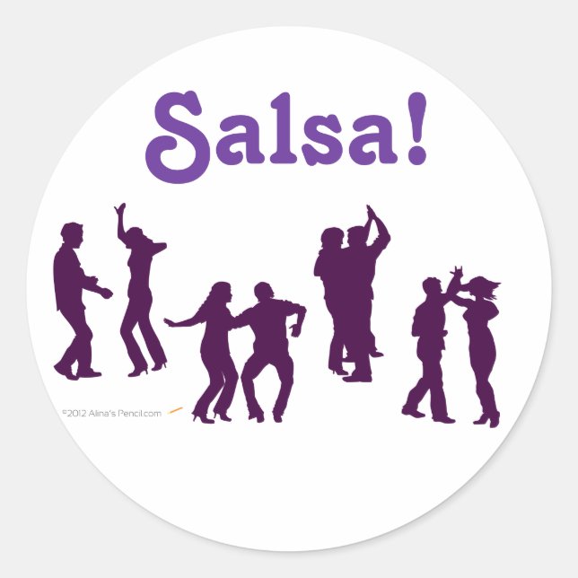 Adesivo Redondo Salsa Dancing Possui Silhouettes Personalizados (Frente)