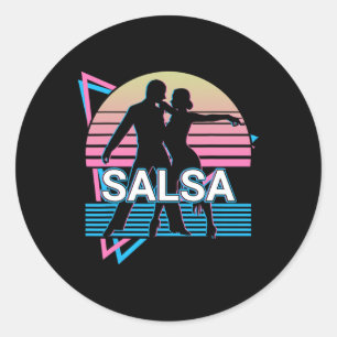 Adesivo Redondo Salsa Dancing Salsa Dancer Retro