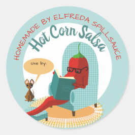 Adesivo Redondo Salsa-pimenta-do-chili da cozinha do vinheta
