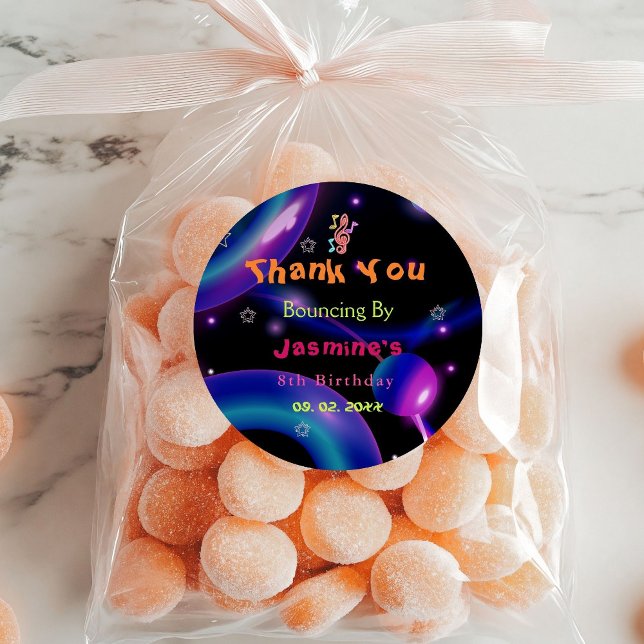 Adesivo Redondo Saltar Trampoline festa de aniversário de menina c (Criador carregado)