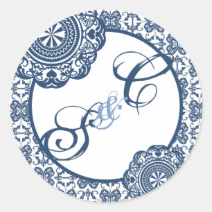 Adesivo Redondo Salto Azul Árabe, souvenir monograma