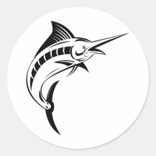 Adesivo Redondo Salto de espadim azul isolado em branco