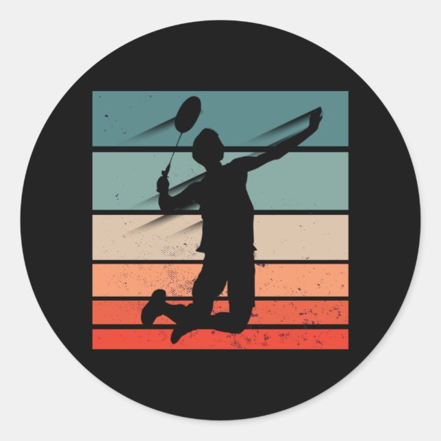 Adesivo Redondo Salto do Jogador de Badminton (Frente)