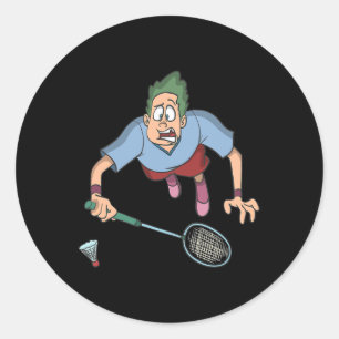 Adesivo Redondo Salto do Jogador de Badminton