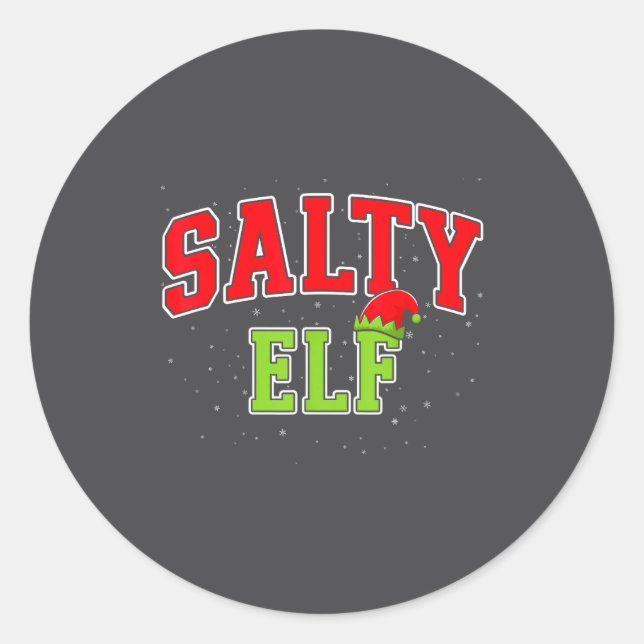 Adesivo Redondo Salty Elf Christmas Family Matching Group Xmas  (Frente)