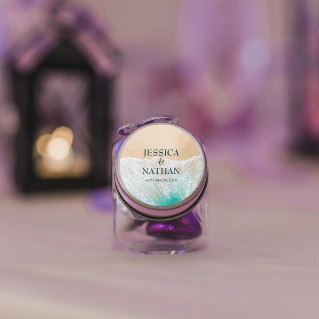 Adesivo Redondo Salty Kisses I Teal I The Sandy Beach Weding (Criador carregado)