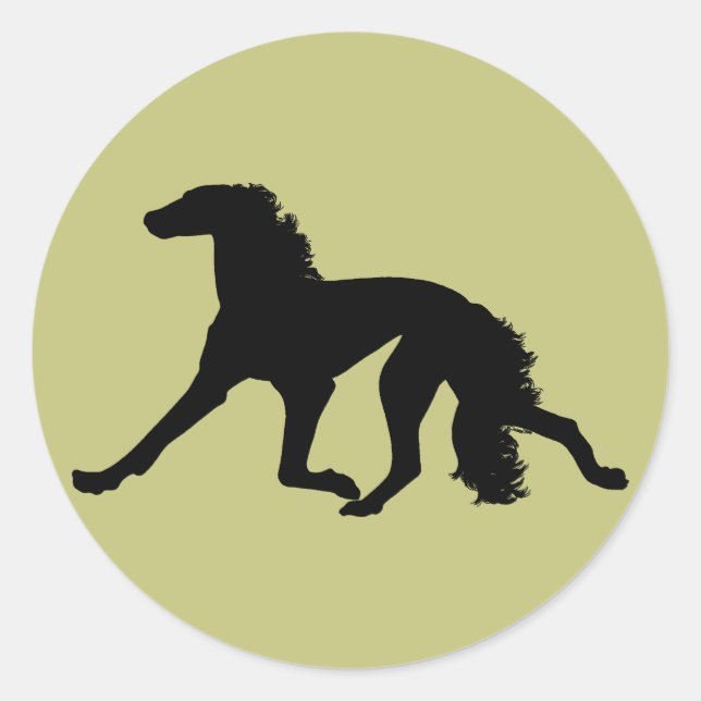 Adesivo Redondo Saluki Silhouette (Frente)
