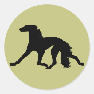 Adesivo Redondo Saluki Silhouette