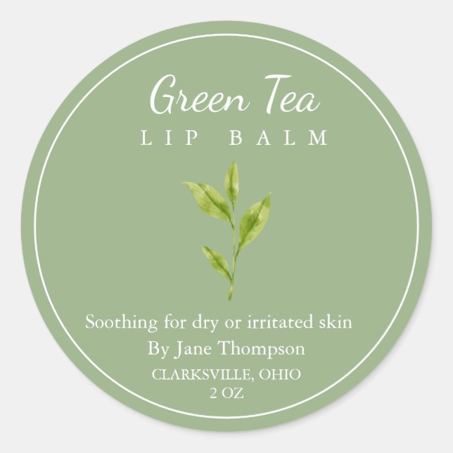 Adesivo Redondo Salva de chá verde / rótulo de balão (Frente)