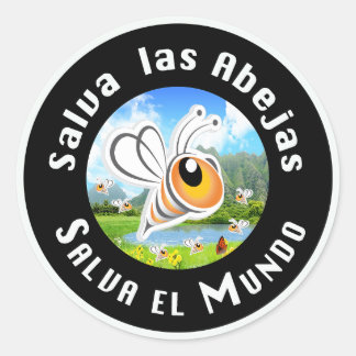 Adesivo Redondo Salva las Abejas Salva el Mundi