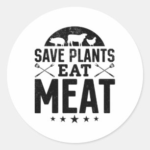 Adesivo Redondo Salva Plantas Comem Carne Cozinhar Byrbecue Che