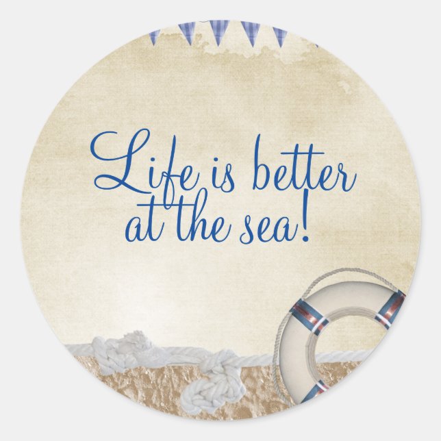 Adesivo Redondo Salva-vidas na areia (Frente)