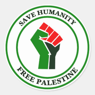 Adesivo Redondo Salvaguardar a Humanidade, Libertar a Palestina,