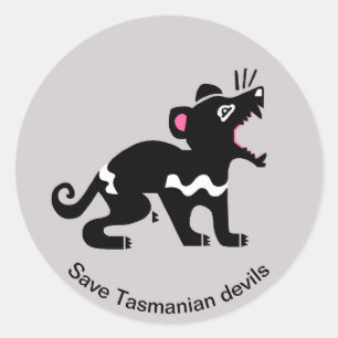 Adesivo Redondo Salvamento dos DIABOS da Tasmania - Animais selvag