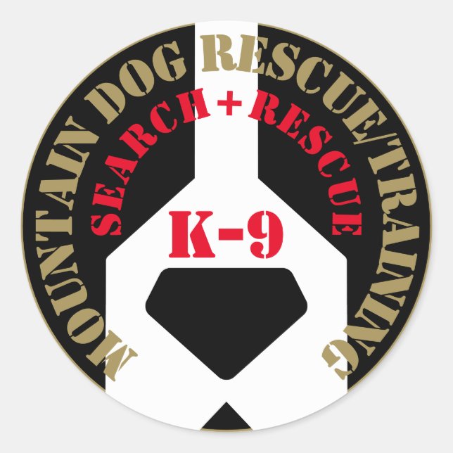 Adesivo Redondo Salvamento/Formação de Cães de Montanha K-9 (Frente)