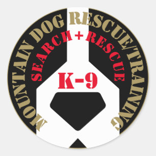 Adesivo Redondo Salvamento/treinamento de cães de montanha K-9