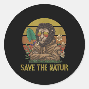 Adesivo Redondo Salvar A Natureza Salvar O Meio Ambiente Do Leão N