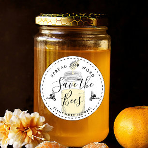 Adesivo Redondo Salvar as abelhas adicione sua própria cotação