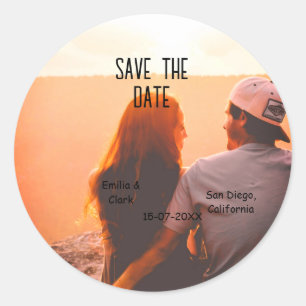 Adesivo Redondo salvar data boho laranja QR adicionar nome do site