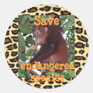 Adesivo Redondo Salvar Espécies Ameaçadas de Selvagem