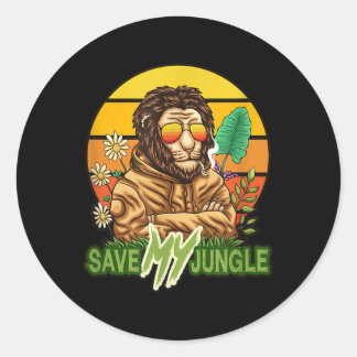Adesivo Redondo Salvar minha selva - Lion Environmental Protection