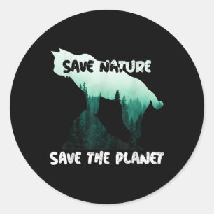 Adesivo Redondo Salvar Natureza Salvar Proteção Ambiental do Plane