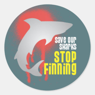 Adesivo Redondo Salvar nossa parada Finning dos tubarões