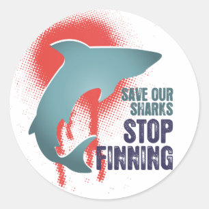 Adesivo Redondo Salvar nossa parada Finning dos tubarões