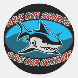 Adesivo Redondo Salvar nossos tubarões